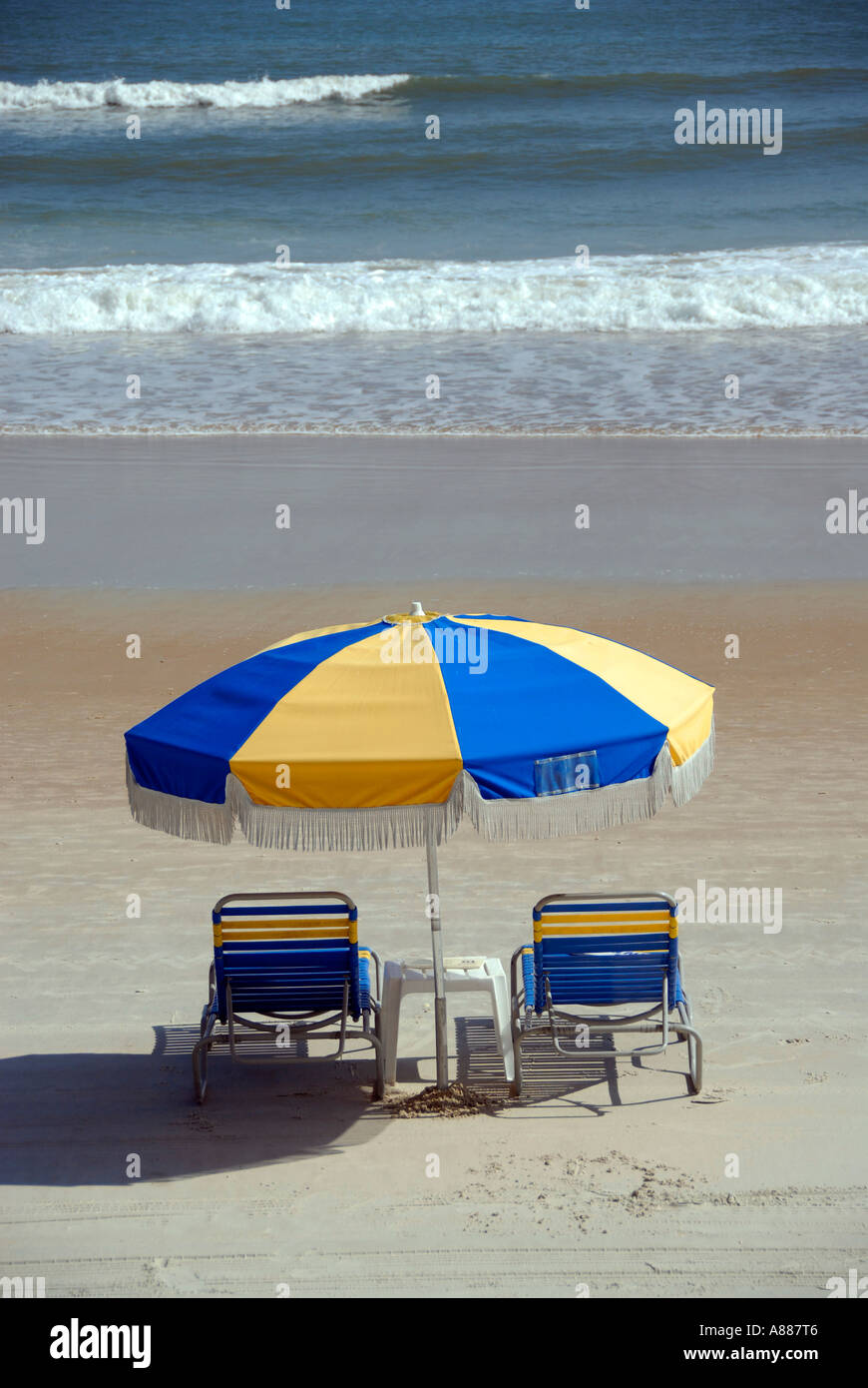 Umbrella and chair on Daytona Beach Stock Photo Alamy