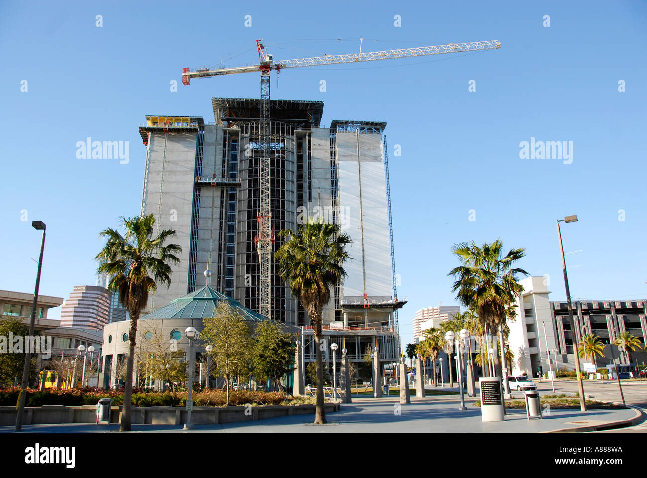 New high rise building construction in downtown Tampa Florida FL Stock