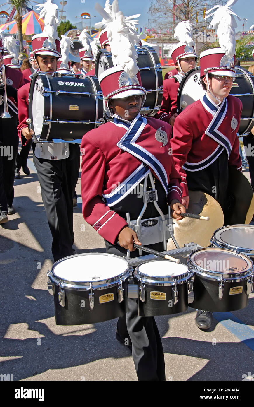 Palm Harbor University High School Marching Band participates in a