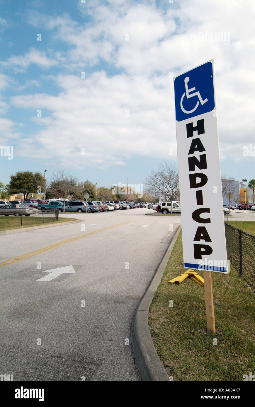 Handicapped parking lot devoted entirely to handicapped drivers at the Daytona International Speedway Daytona Beach Florida Stock Photo
