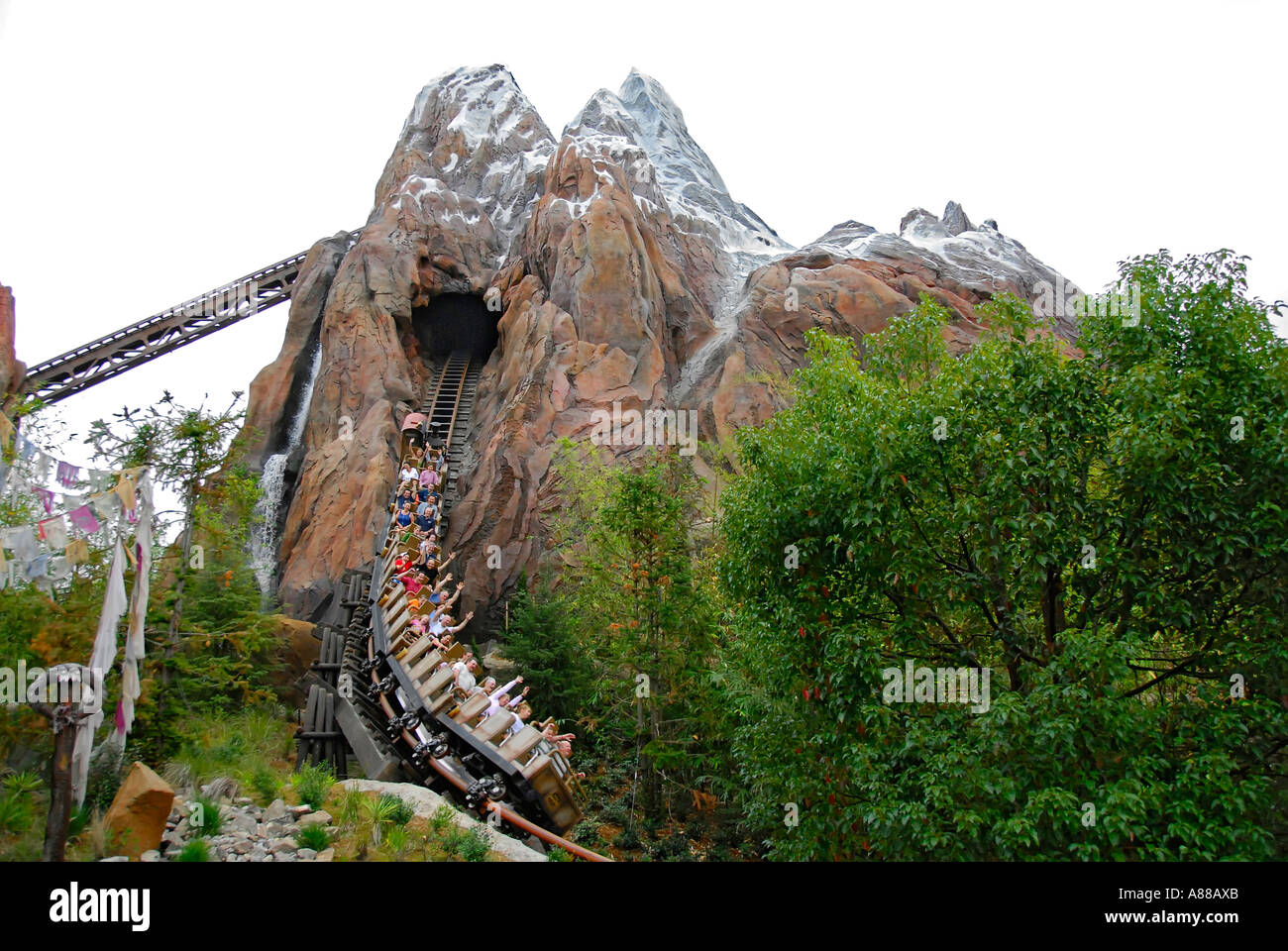 Expedition Everest Roller Coaster at The Animal Kingdom Park at Disney World Theme Park Orlando Florida FL Stock Photo