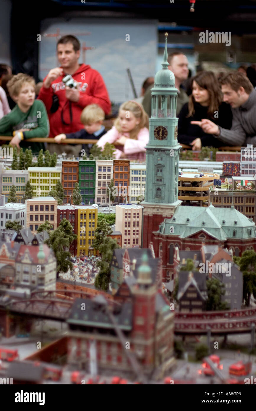 Germany, Hamburg, 22.01.2006. Model railroad layout Miniature Wonderland in Hamburg located in the Speicherstadt Stock Photo