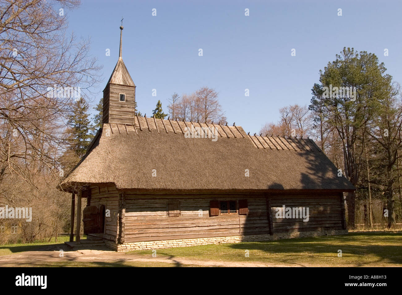 Old wooden church at Rocca al Mare Estonian Open Air Museum Tallinn Estonia Stock Photo