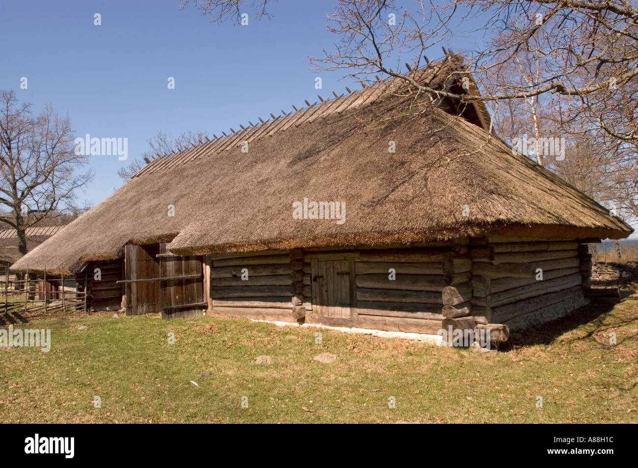Old hut at Rocca al Mare Estonian Open Air Museum Tallinn Estonia Stock Photo
