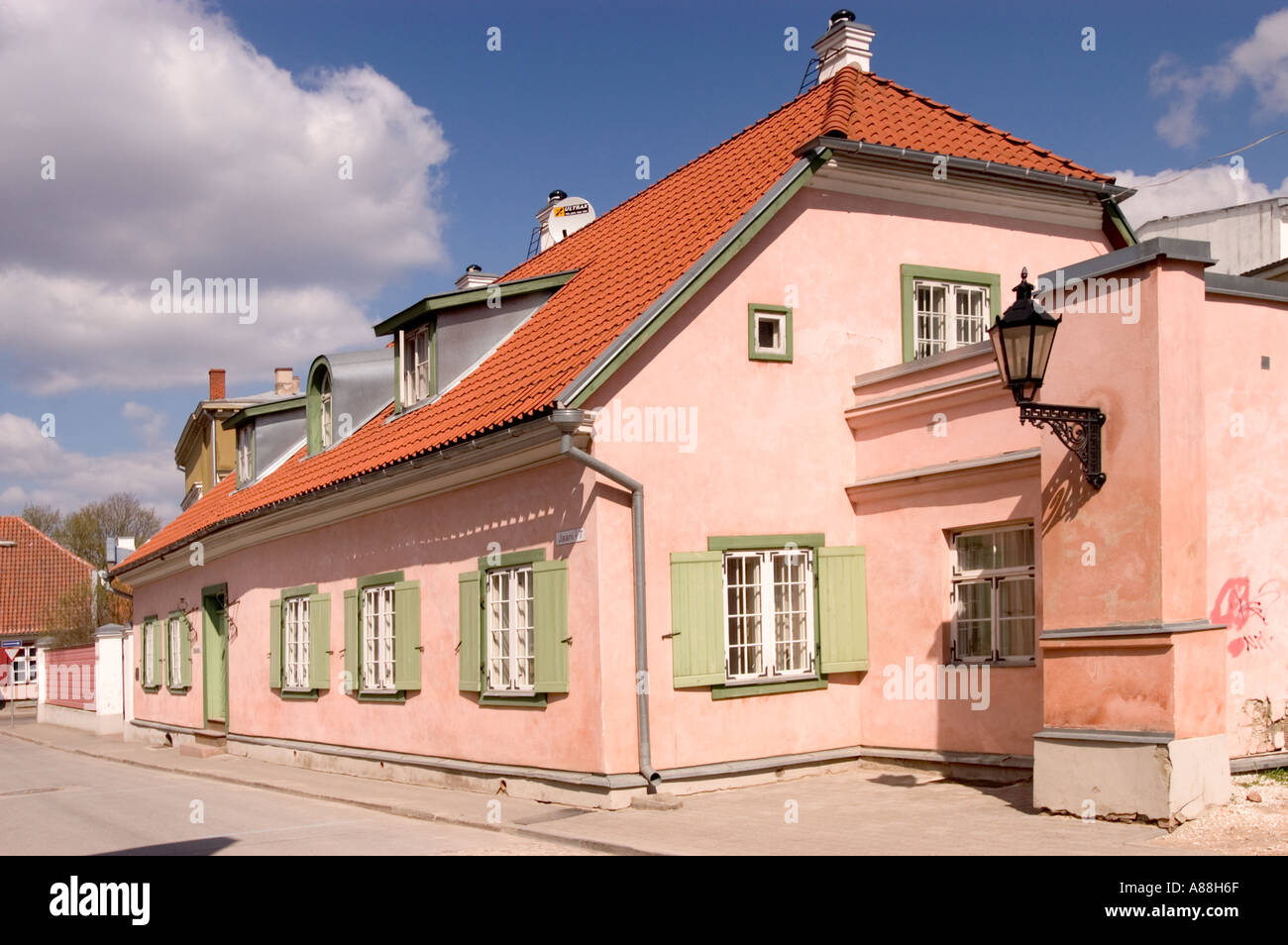 Uppsala House Pink old traditional house with red tiled rooftop Tartu