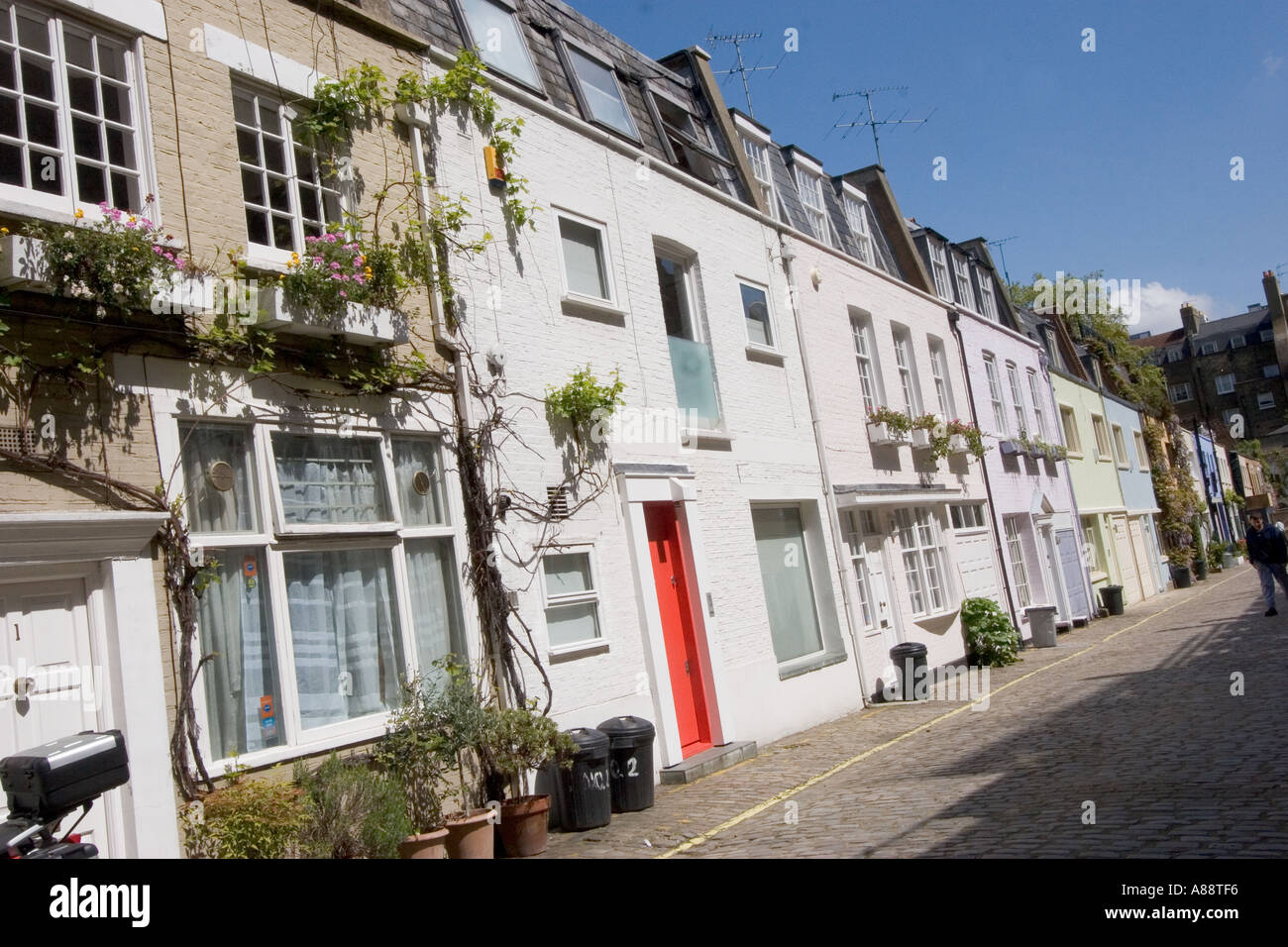 Terraced mews houses in Leinster Mews Bayswater City of Westminster