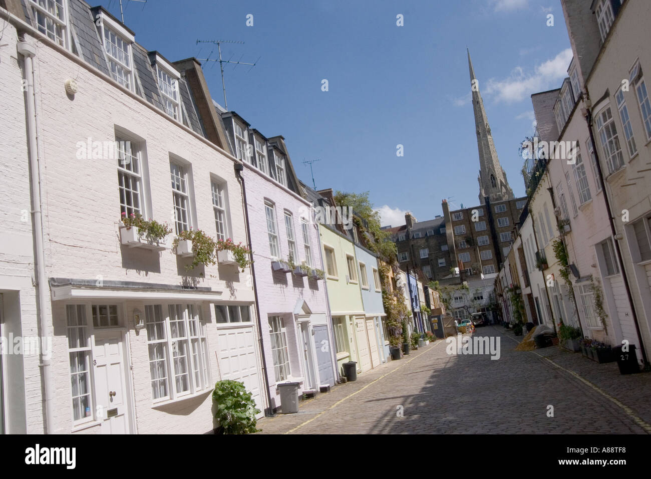 Terraced mews houses in Leinster Mews Bayswater City of Westminster