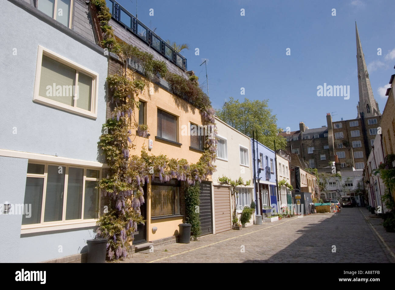 Terraced mews houses in Leinster Mews Bayswater City of Westminster