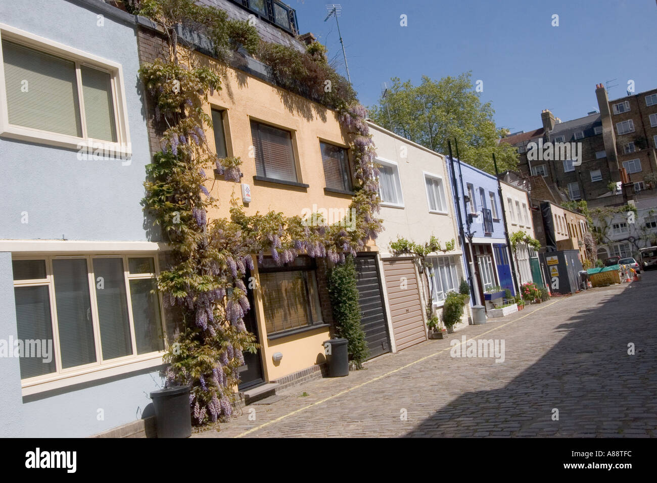 Terraced mews houses in Leinster Mews Bayswater City of Westminster