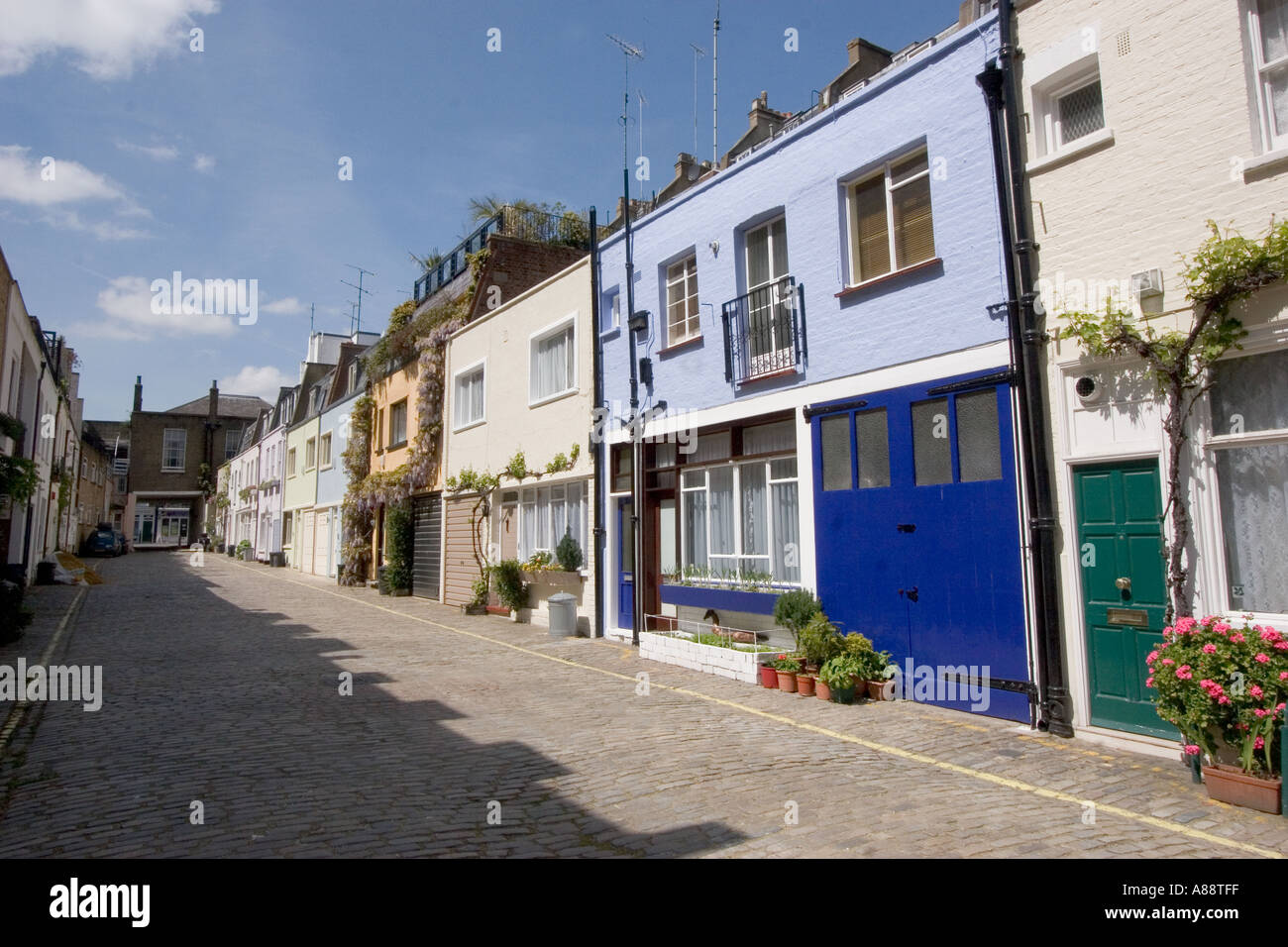 Terraced mews houses in Leinster Mews Bayswater City of Westminster