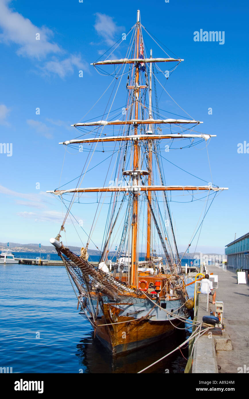 Historic Tall Ship in Hobart Harbour Stock Photo