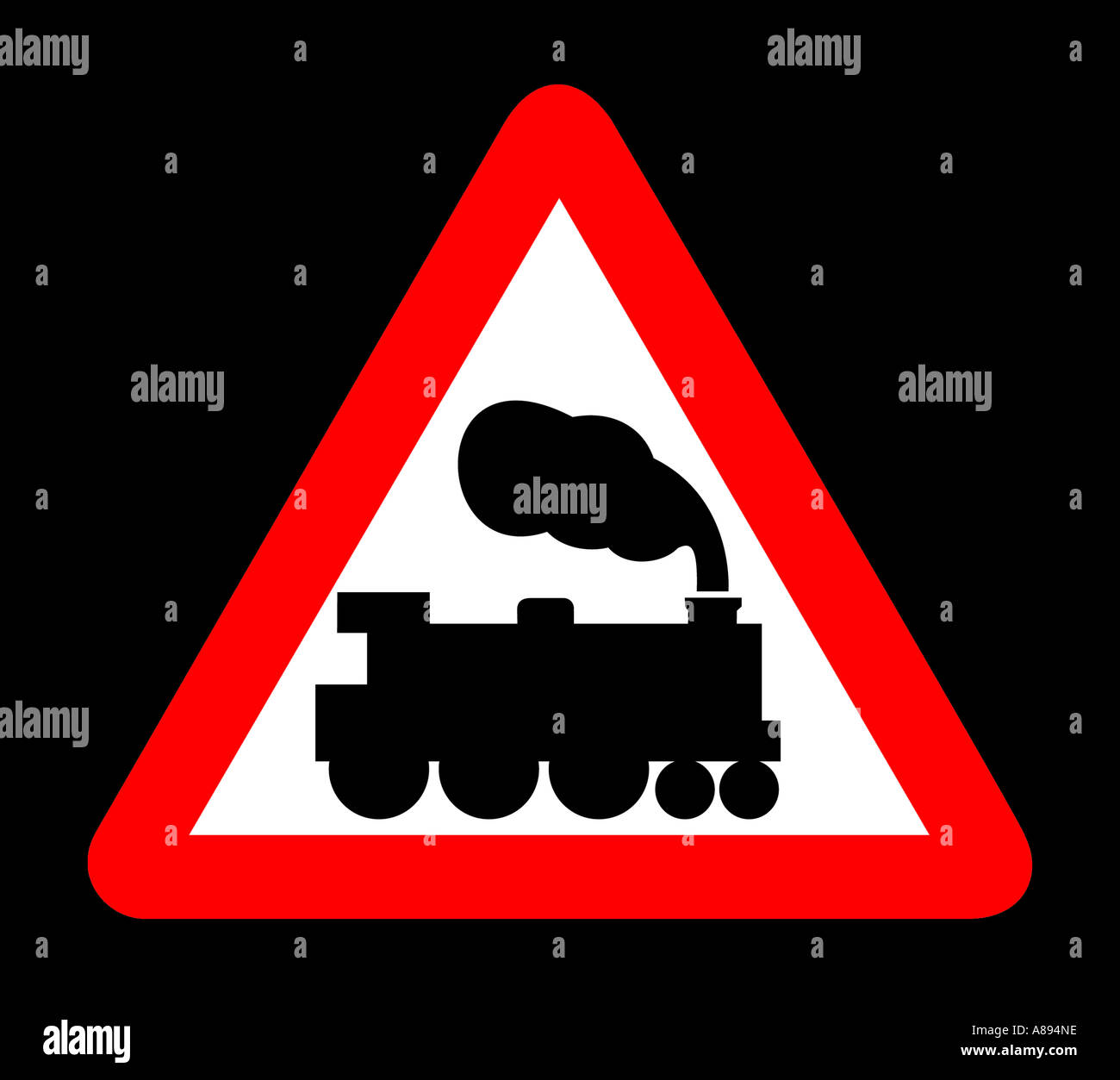 Level Crossing Road sign on black background Stock Photo Alamy