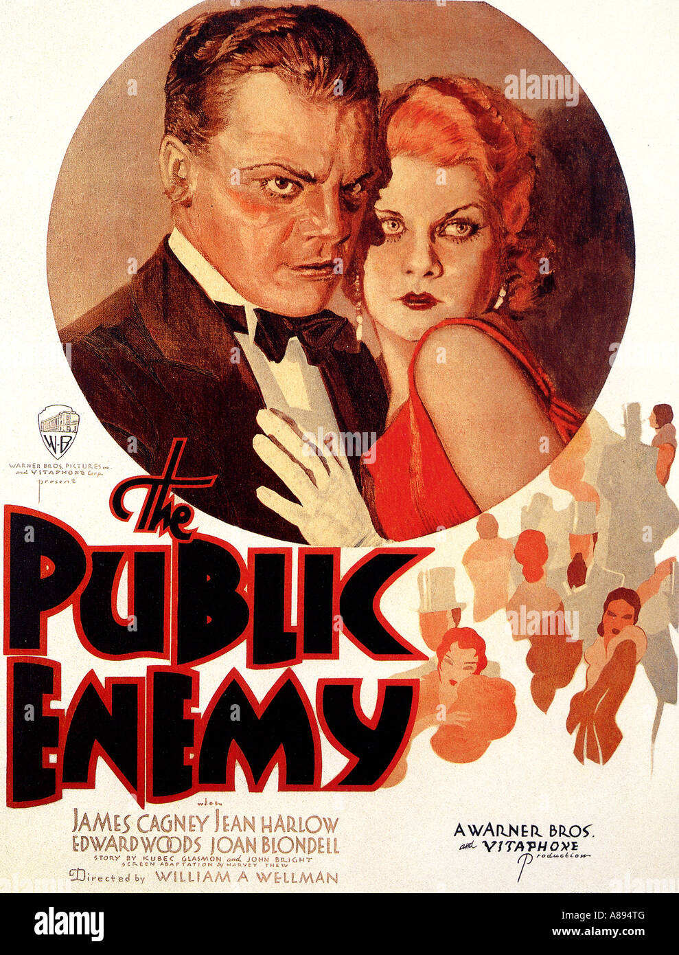 PUBLIC ENEMY poster for 1931 Warner film with James Cagney and Jean Harlow Stock Photo