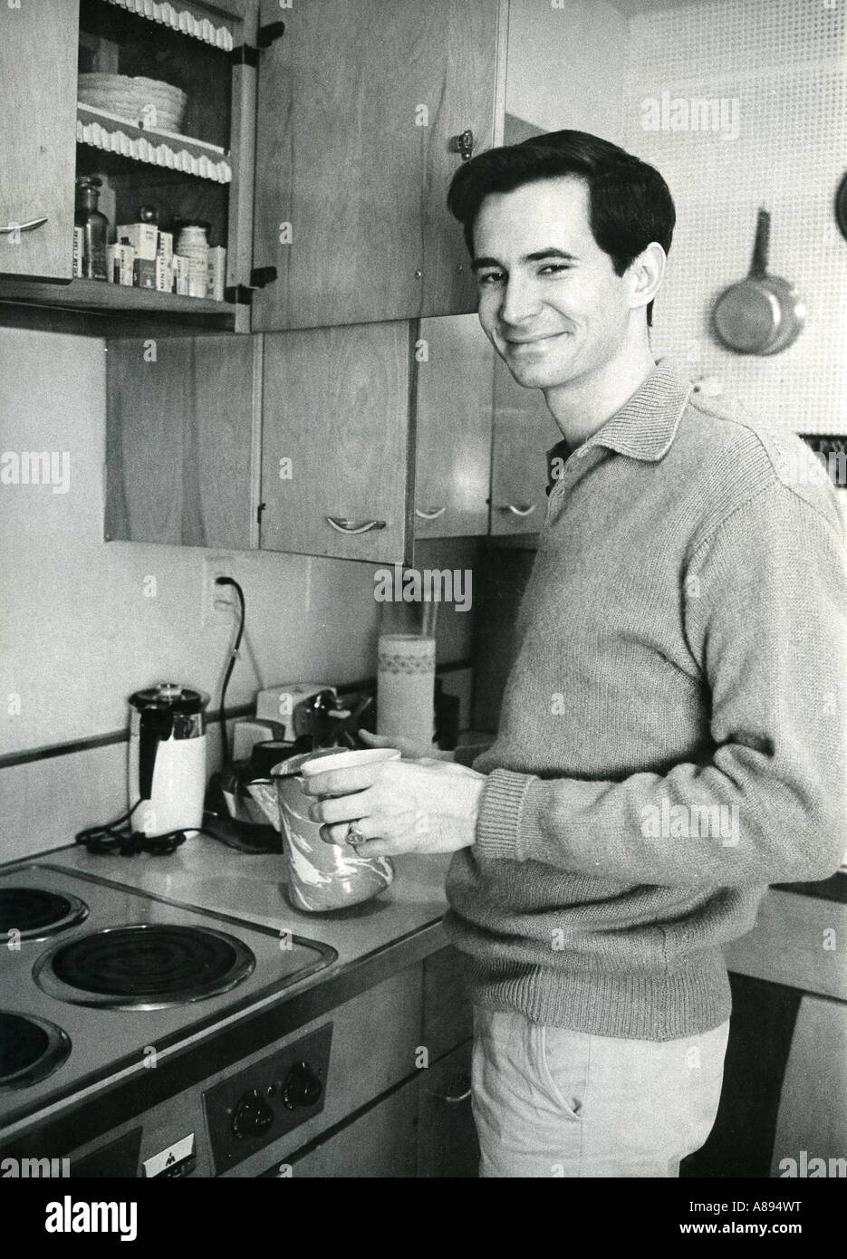 TONY PERKINS US actor in the kitchen of his Los Angeles home in 1957 ...