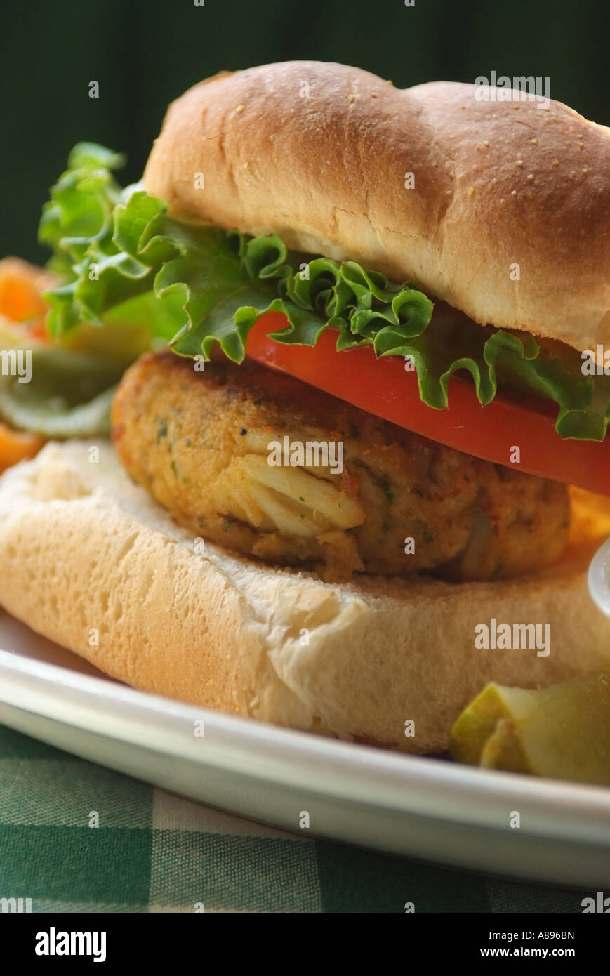 A crab cake sandwich dinner at McGarvey s Saloon Oyster Bar on Dock Street in Annapolis Maryland Stock Photo