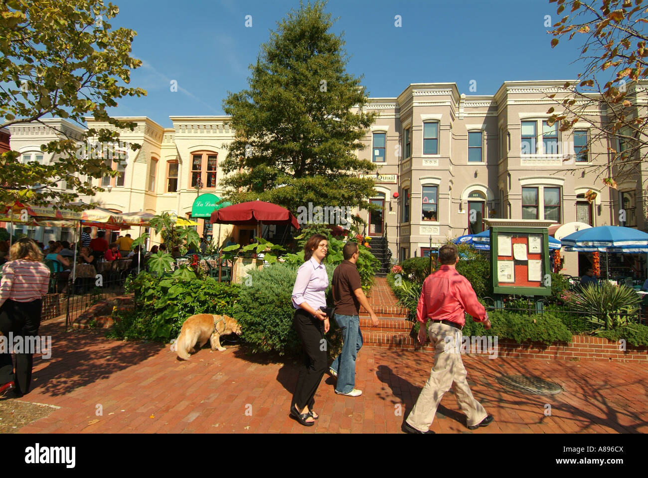 USA Washington DC Capitol Hill People look at menus of restaurants near