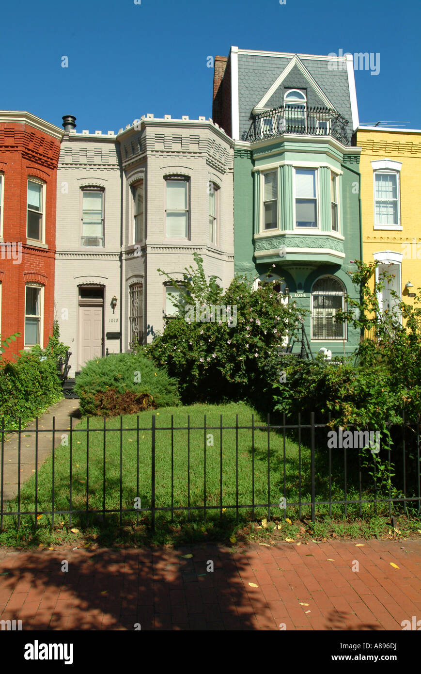 USA Washington DC Capitol Hill Colorful row houses near Penn Avenue Stock Photo