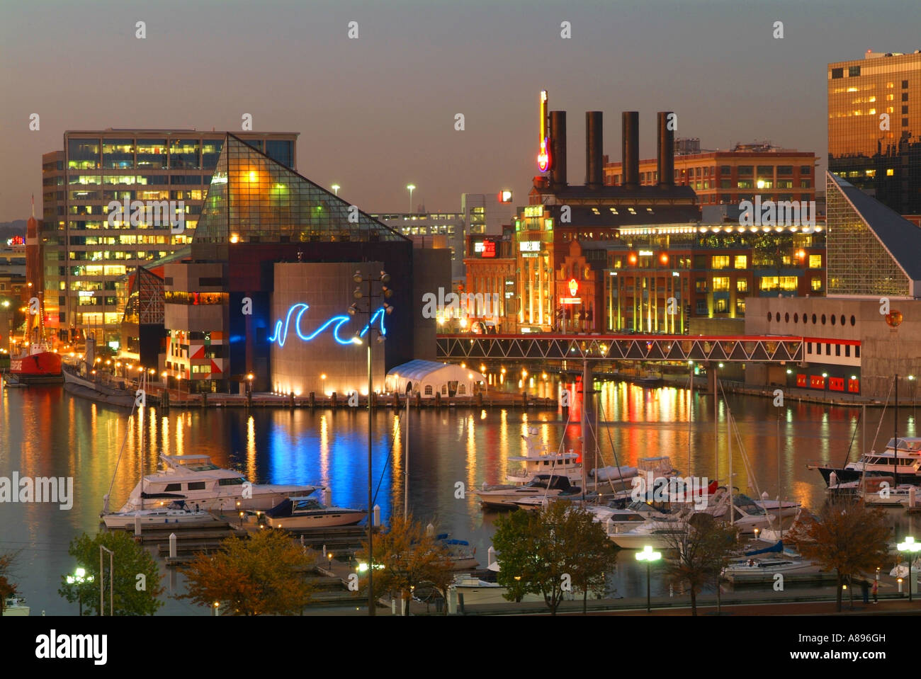 Federal Hill Park affords a wonderful view of the Baltimore Inner Harbor Stock Photo