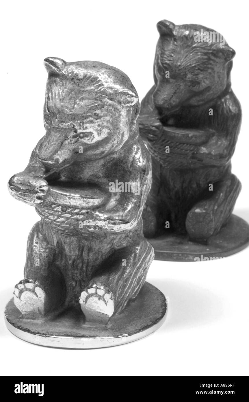 Two Bear Honey car mascots and advertising motifs. Stock Photo