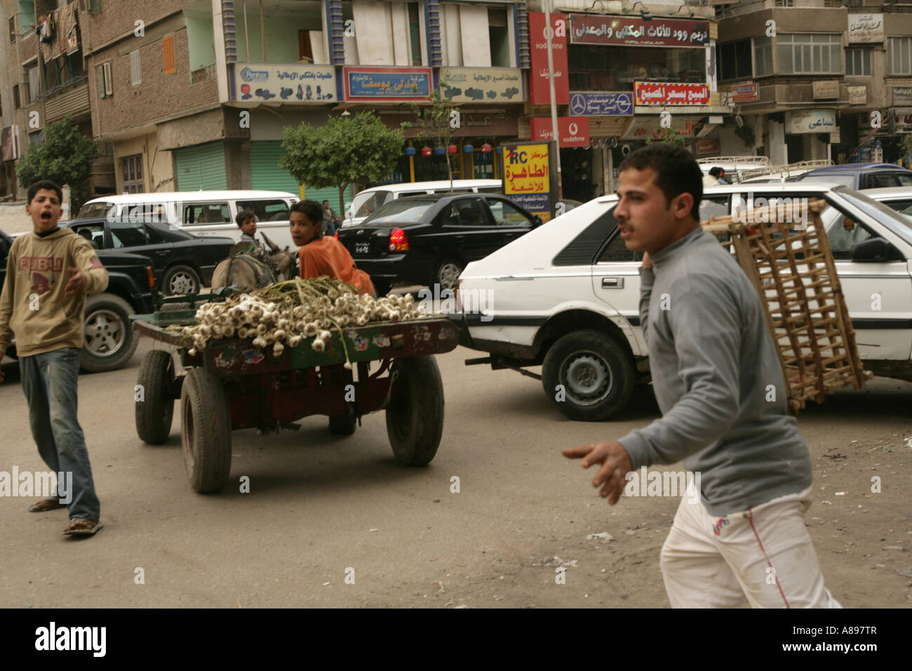 Street vendors in Cairo, Egypt. Stock Photo