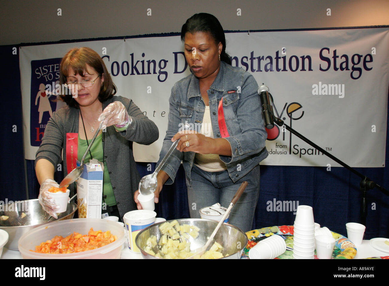 Miami Florida,National Woman's Heart Day Health Fair,cooking demonstration,Black Blacks African Africans ethnic minority,adult adults woman women fema Stock Photo