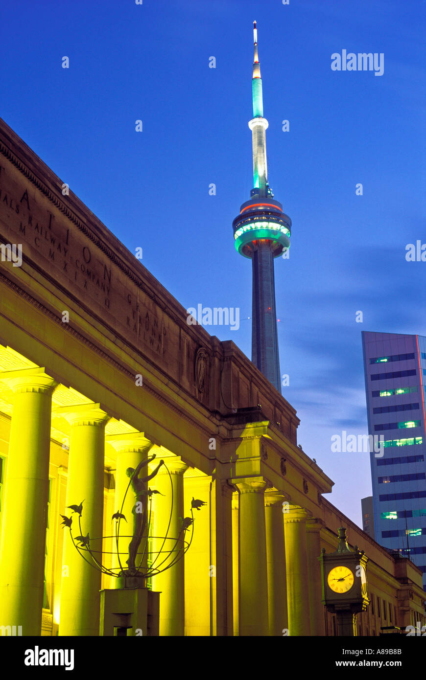 Canada Ontario Toronto Union Station and the CN Tower Stock Photo - Alamy