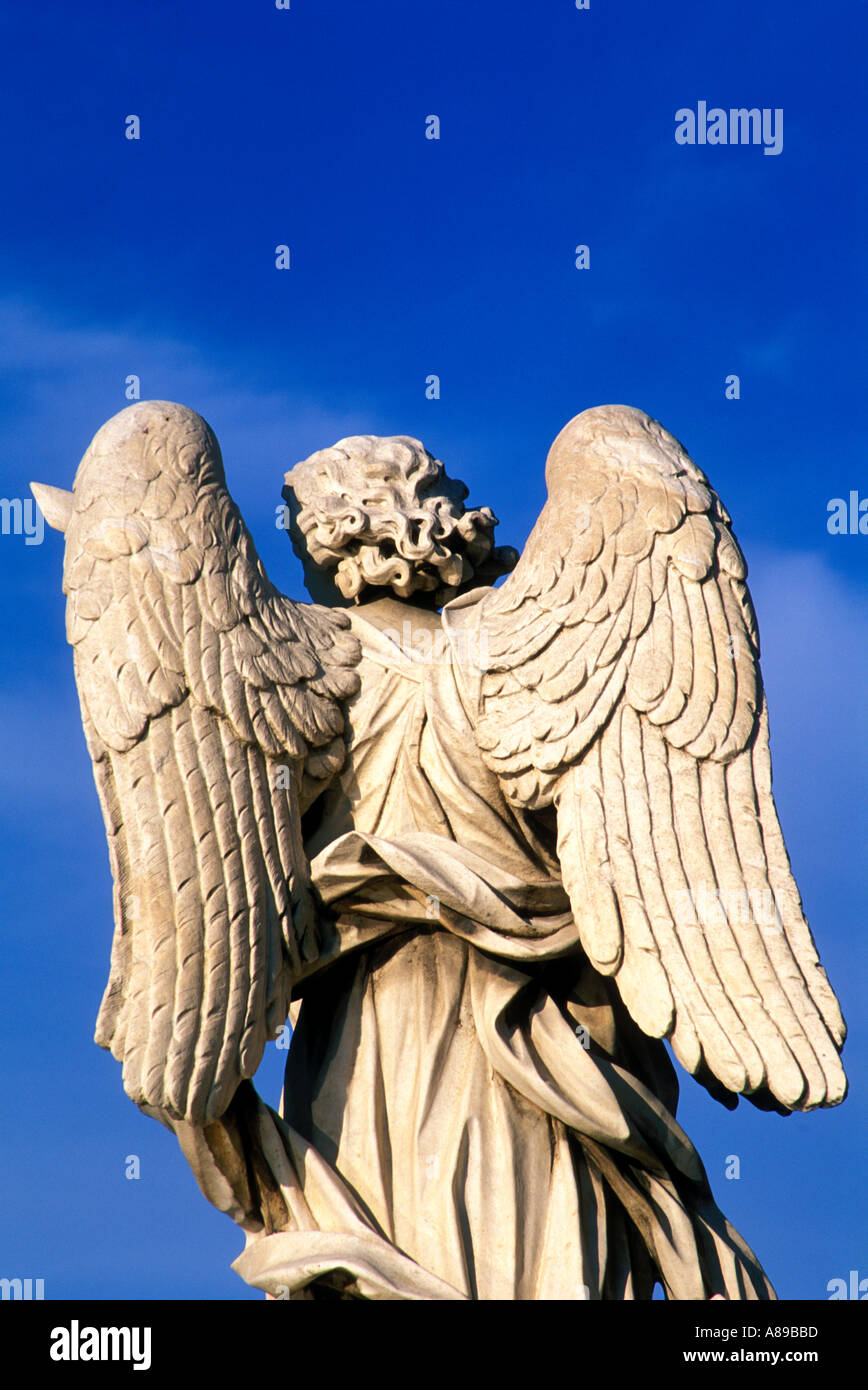 Italy Rome Angel by Bernini Ponte Sant Angelo Stock Photo