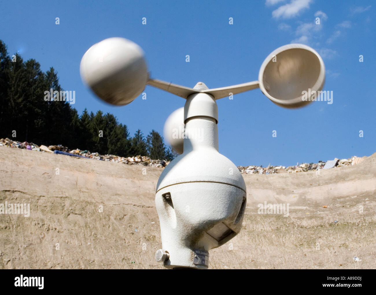 Wind scaling at disposal site Riederberg, Woergl, Tyrole, Austria Stock Photo