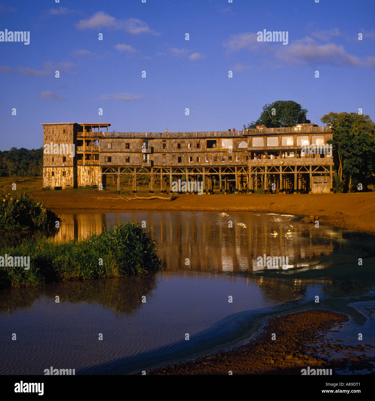 The animals waterhole at famous Treetops safari lodge in Kenya where