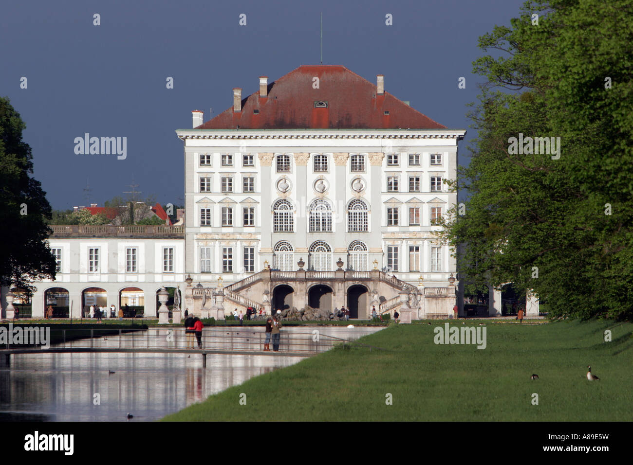 Back view of the Castle Nymphenburg in Munich, Upper Bavaria, Bavaria, Germany Stock Photo