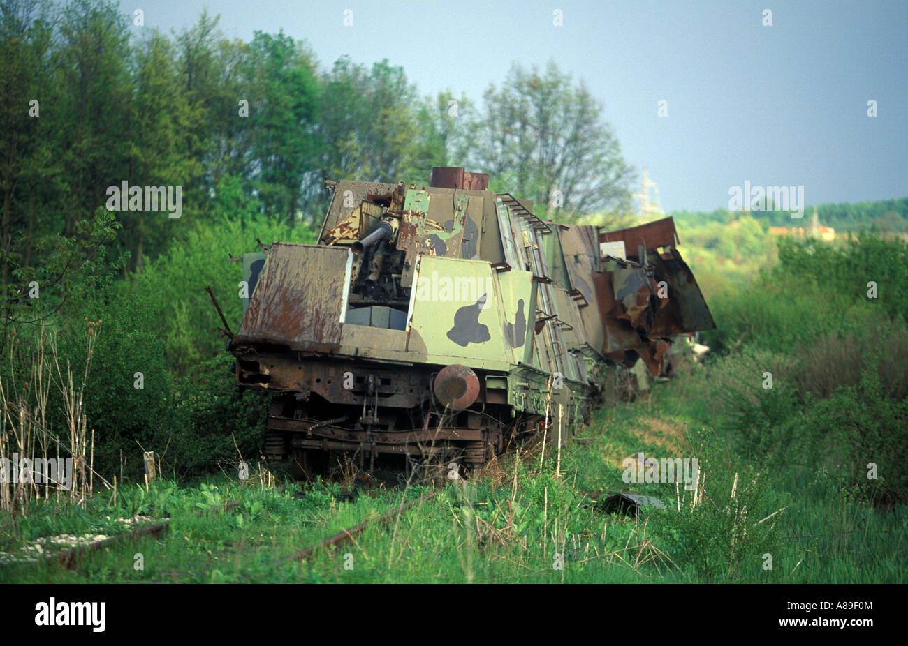 Destroyed tank in Gradacac, Bosnia-Herzegovina Stock Photo