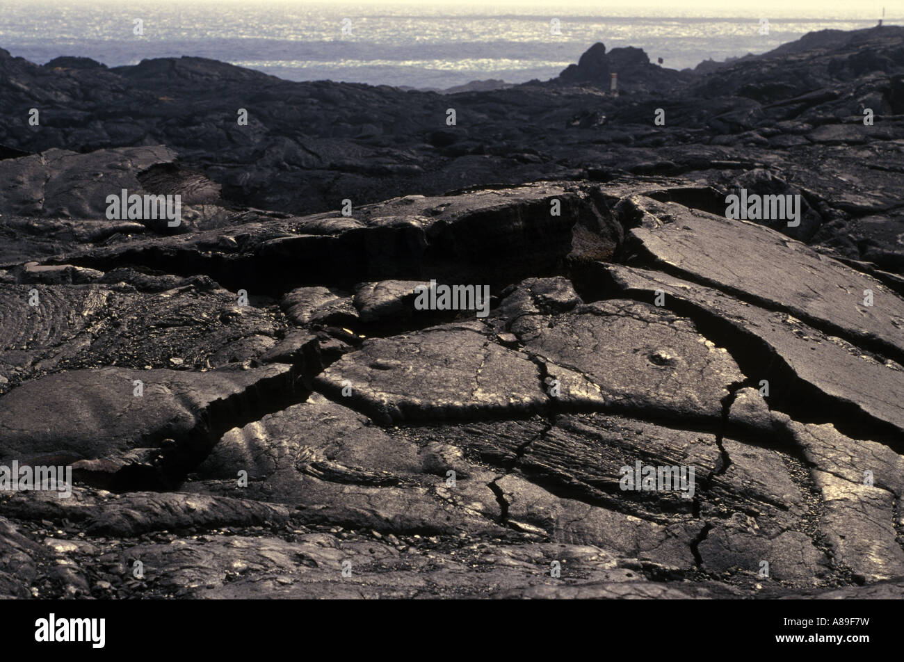 Igneous rocks at the coast of Big Island Hawaii, USA Stock Photo