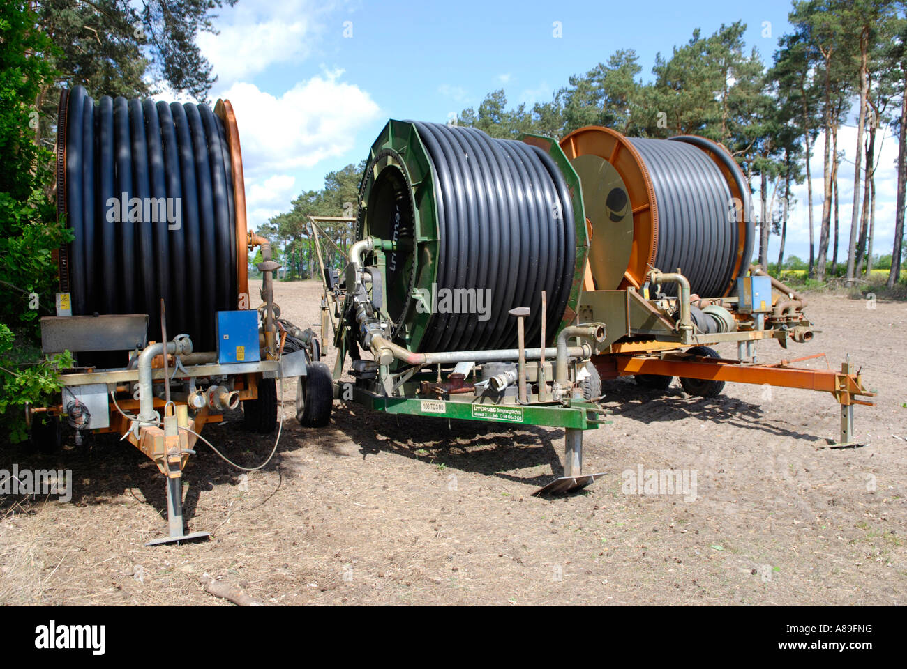 Various machines for field watering Stock Photo