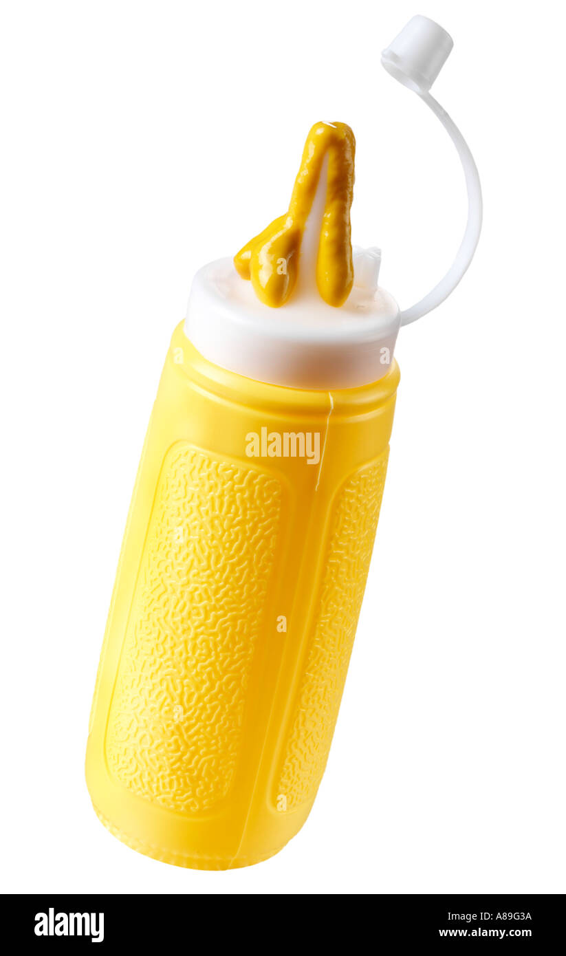 MUSTARD BOTTLE ON WHITE Stock Photo Alamy