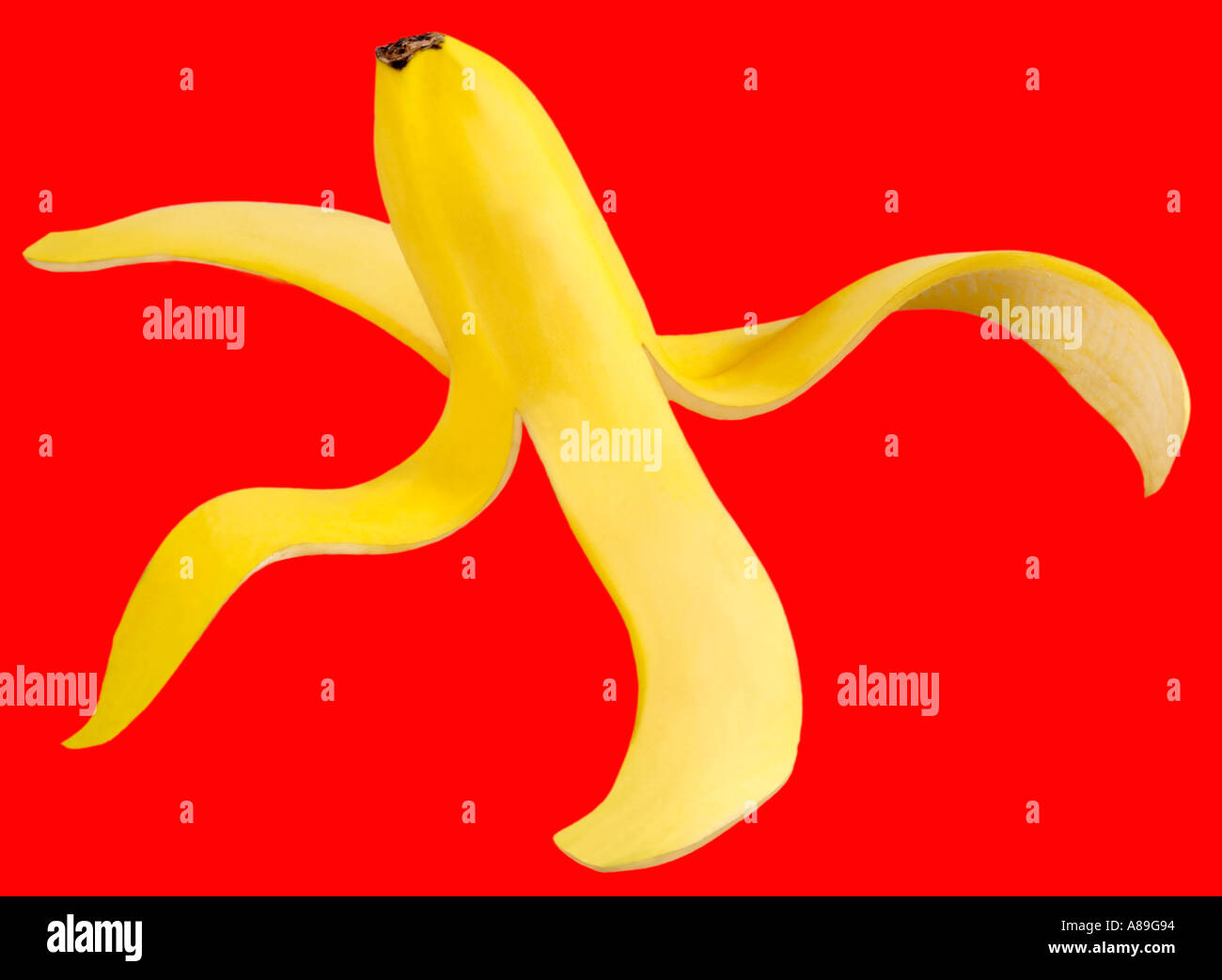 BANANA SKIN ON RED Stock Photo Alamy