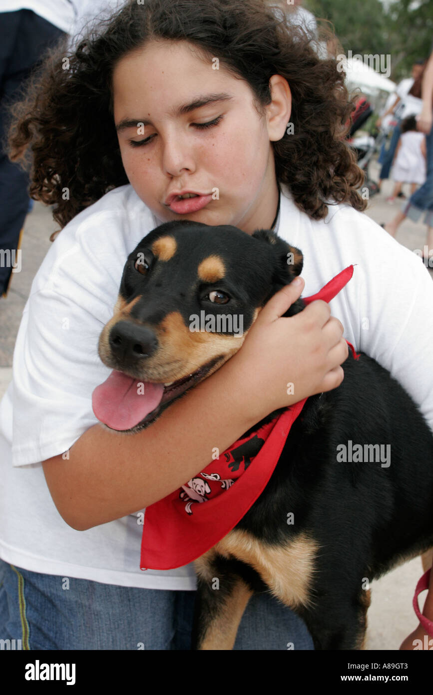 Miami Florida,Bayfront Park,Walk for the Animals,Humane Society,Hispanic Latin Latino ethnic immigrant immigrants minority,girl girls,youngster youngs Stock Photo