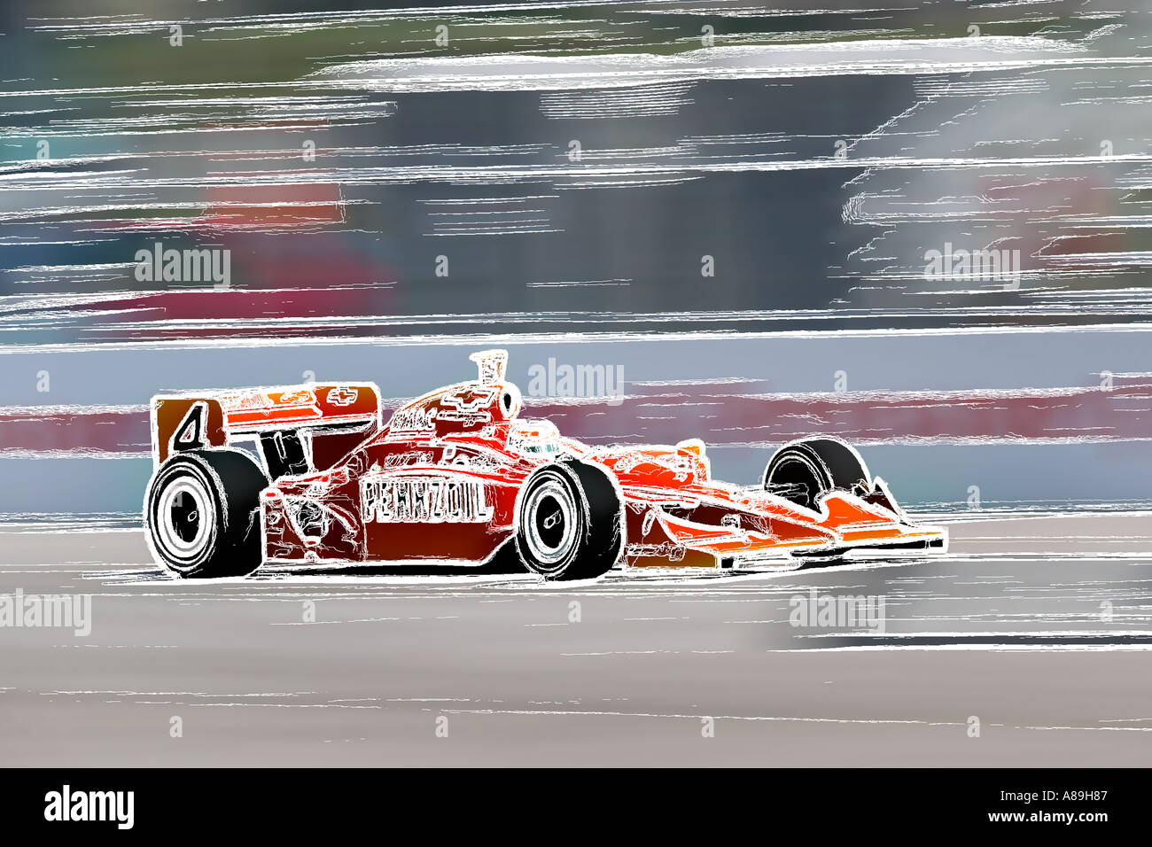 Computer generated art of an IndyCar at the Honda Grand Prix of St Petersburg St Petersburg Florida Stock Photo