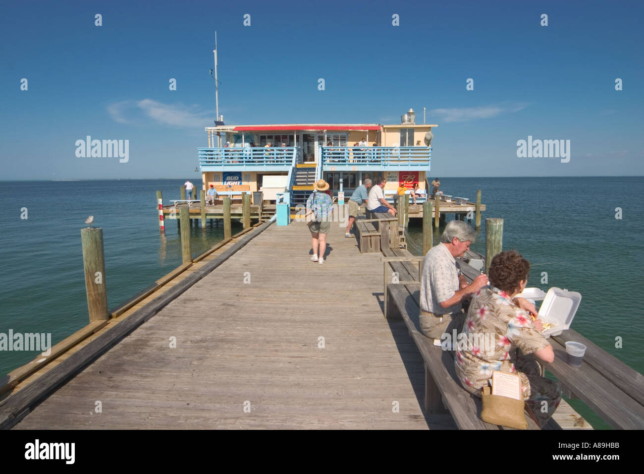 Rod and Reel Pier on Tampa Bay in Anna Maria on Anna Maria Island Florida Stock Photo