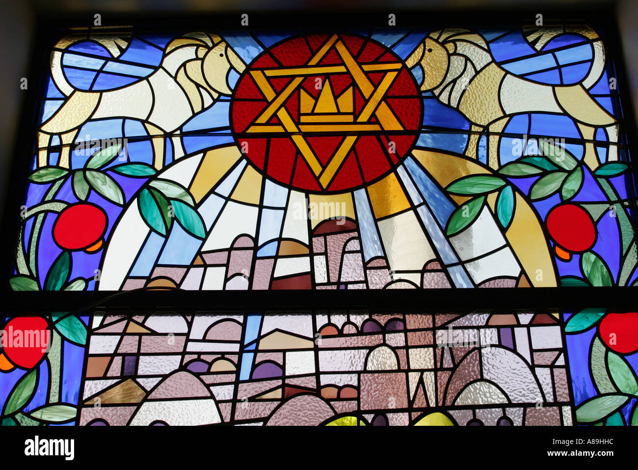 Miami Beach Florida,Jewish synagogue stain glass window,Star of David