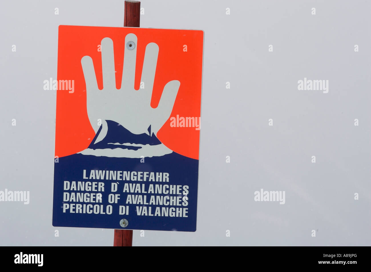 Warning sign about danger of avalanches Stock Photo Alamy
