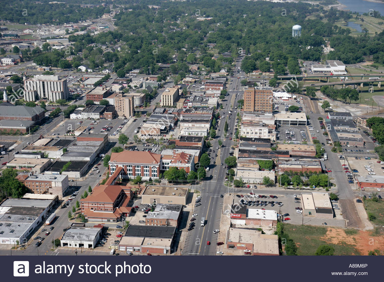 Tuscaloosa Alabama Downtown Aerial Black Warrior River Stock Photo