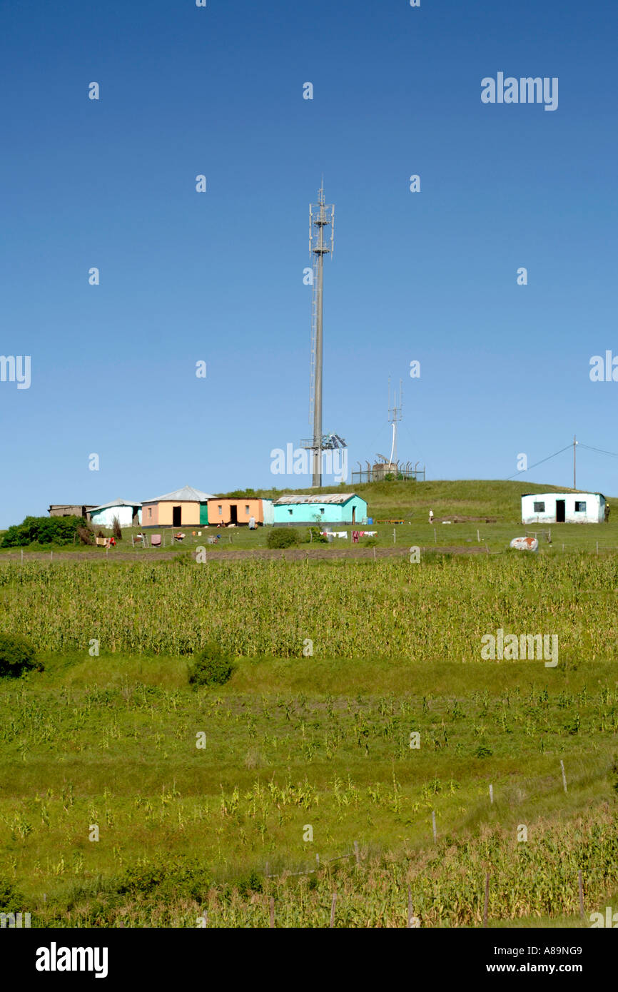 A antenna amongst the houses in the rural area of