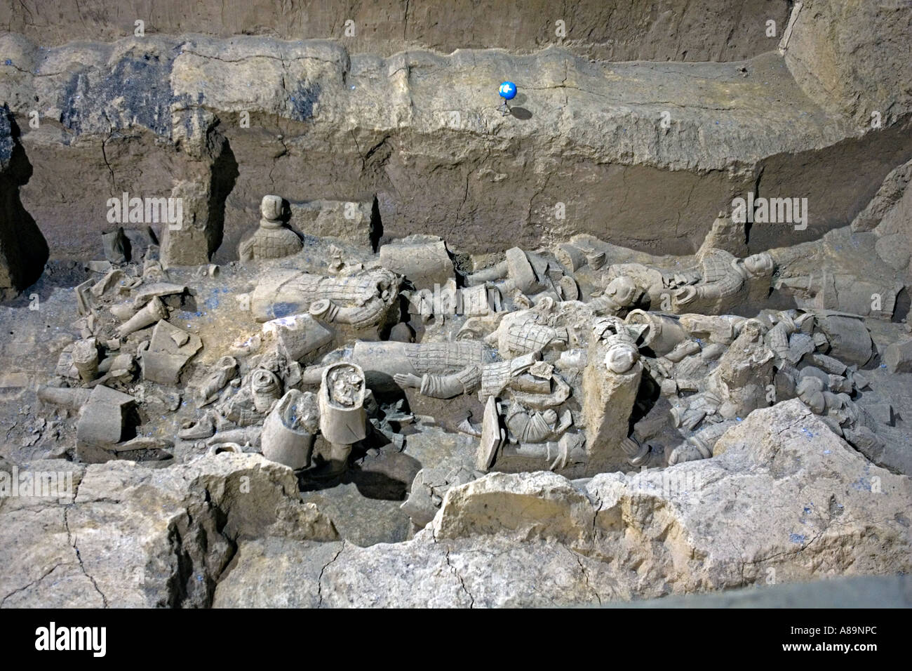 CHINA XI AN Broken statues at the bottom of an excavation area in pit number two Stock Photo