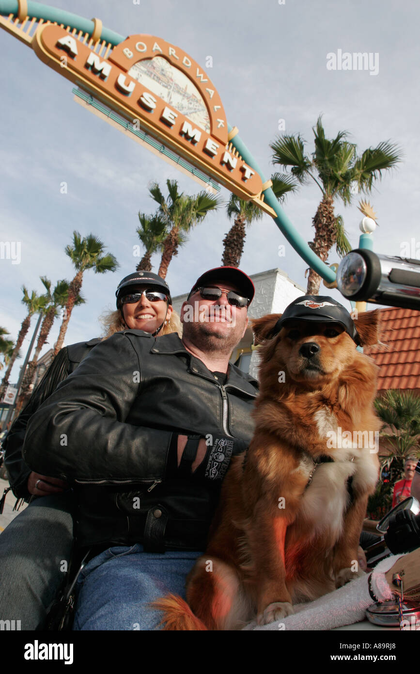 Daytona Beach Florida,Main Street,couple,adult,adults,dog dogs,pet pets