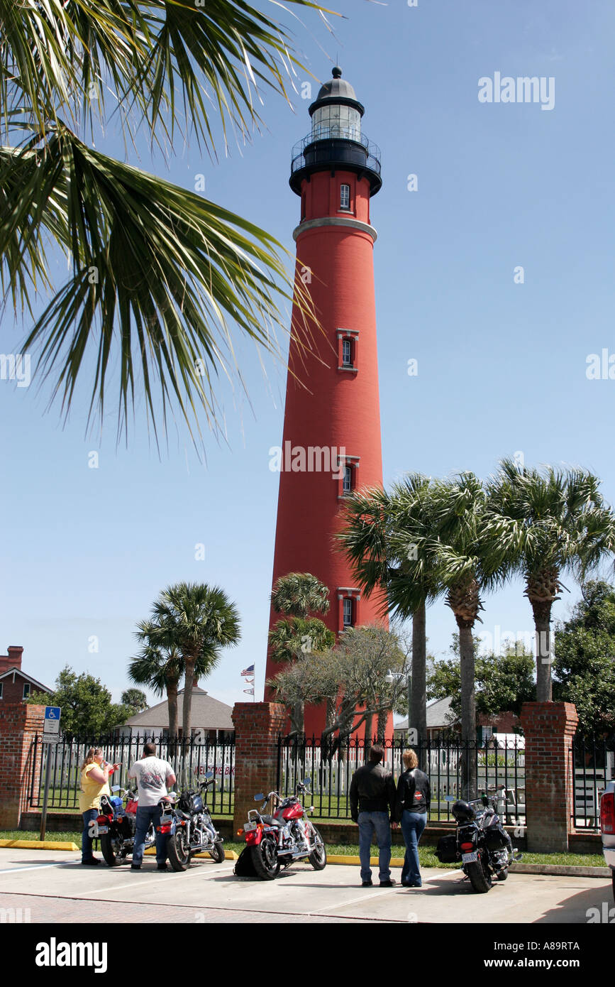 Florida,Volusia County,Daytona Beach,Ponce de Leon Inlet Lighthouse Museum,history,constructed,built 1887,US second tallest,visitors,Bike Week,motorcy Stock Photo