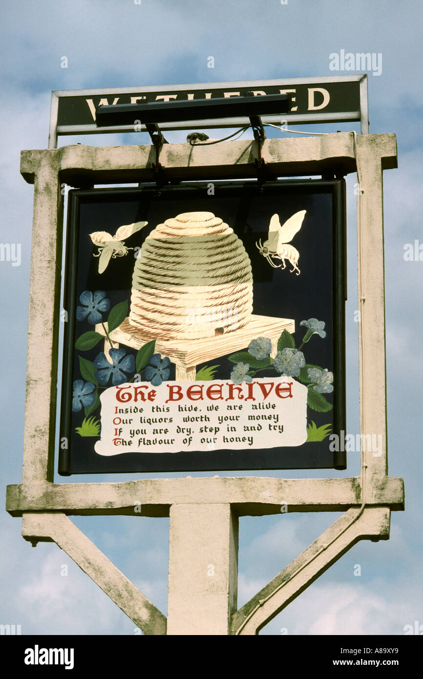 Berkshire White Waltham The Beehive pub sign Stock Photo