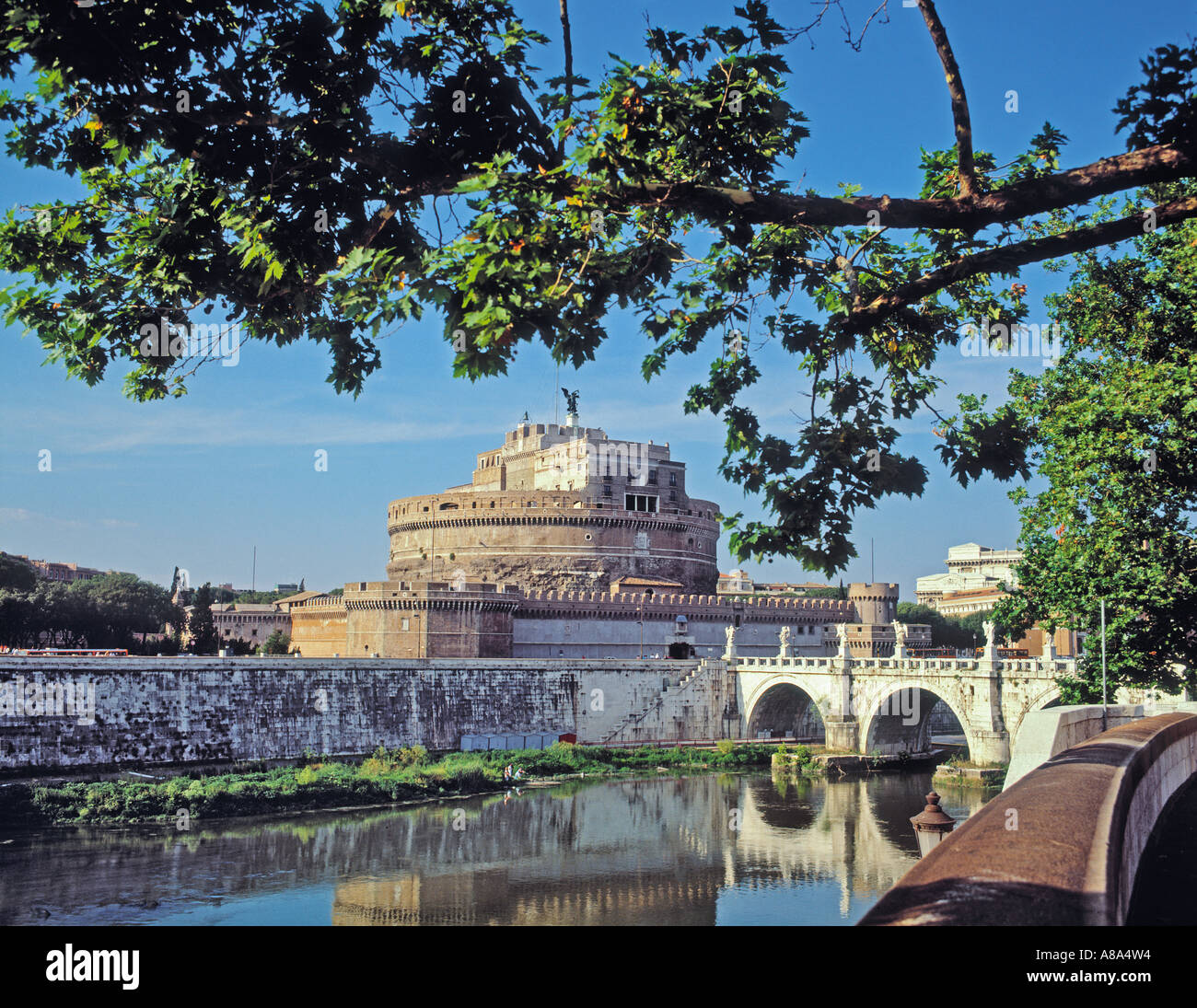 Rome Italy Castel Sant Angelo on River Tiber Stock Photo