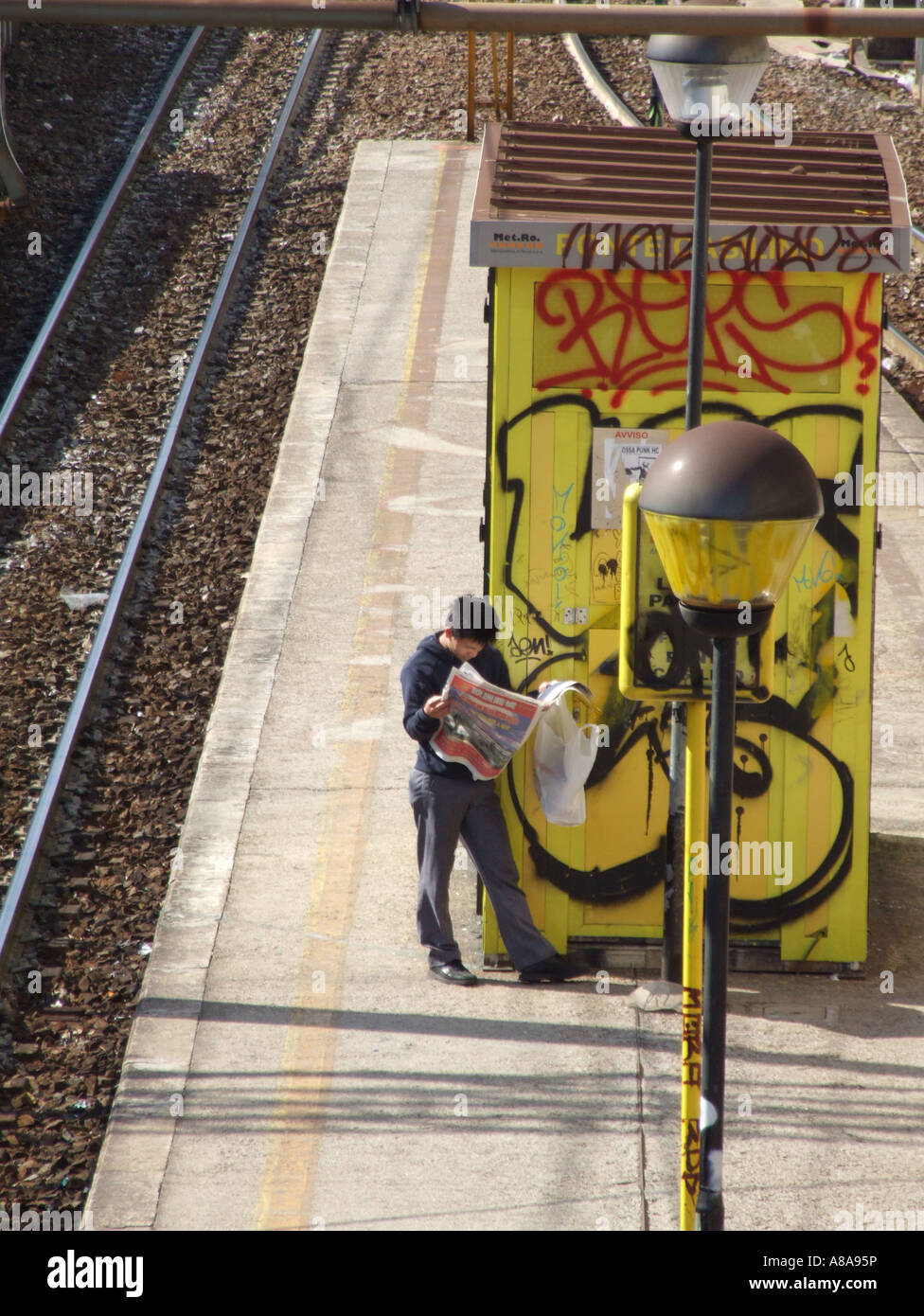 graffiti in train station rome Stock Photo