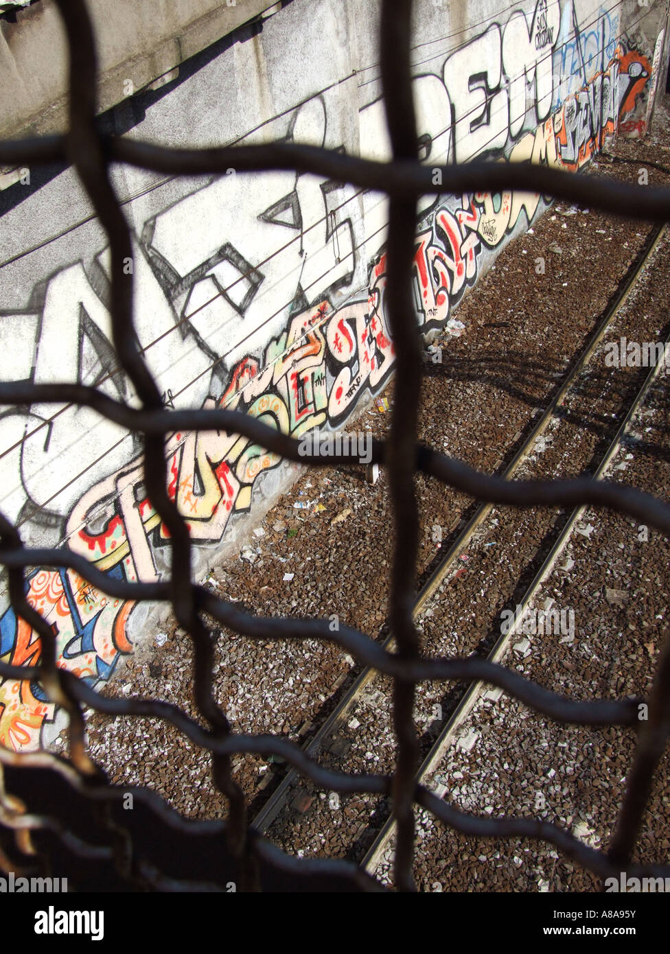 graffiti in train station rome Stock Photo