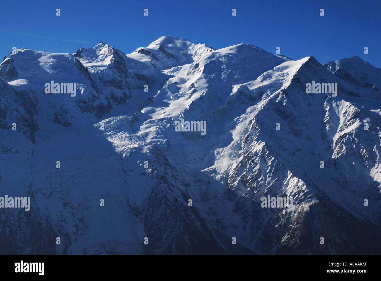 Mont Blanc above Chamonix, Savoy, French Alps, France Stock Photo